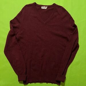 The Scotch House Burgundy Lambswool V-Neck Sweater Medium Scotland Size 40